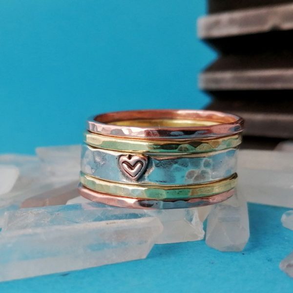 Sterling Silver Rustic Stack 5 Rings
