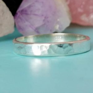 Sterling Silver Hammered Ring 4mm