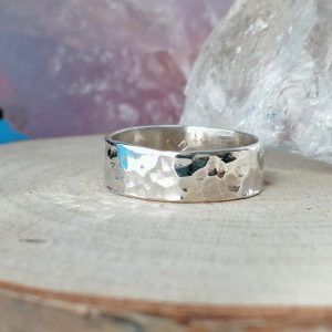Sterling Silver Rustic Hammered Ring 6mm