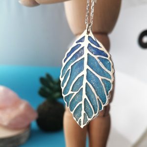 Sterling Silver Resin Skeleton Leaf Necklace