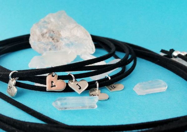 Sterling Silver Suede Choker Charm Necklace