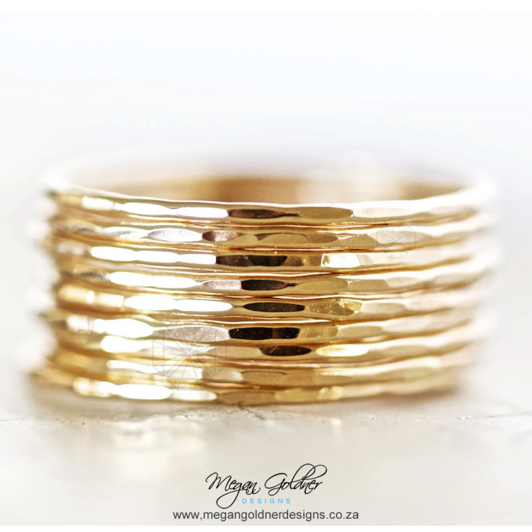 9ct Gold Plain Jane Hammered Ring