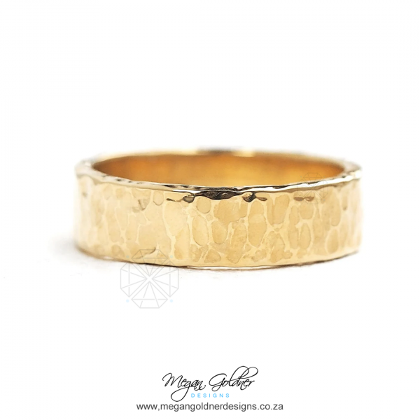 9ct Gold Plain Jane Hammered 5mm Wide Ring