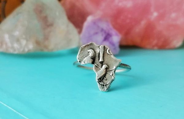 Sterling Silver 1c Coin Africa Ring