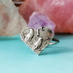 Sterling Silver 1c Coin Heart Ring