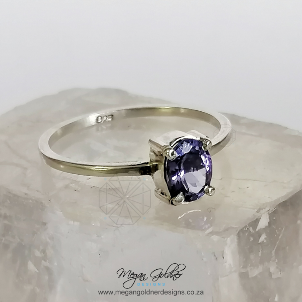 Sterling Silver Solitaire Round Gemstone Ring